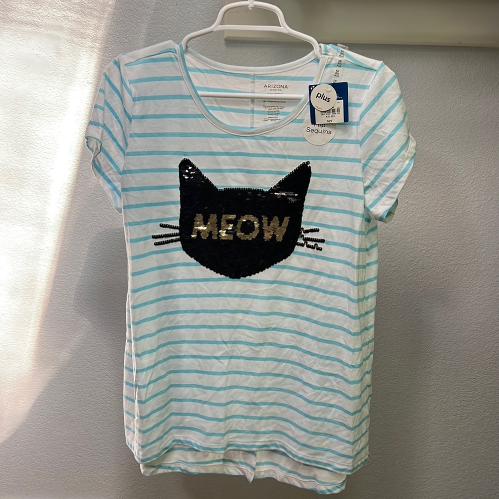 Arizona Jean Co Flip Sequin Meow shirt
